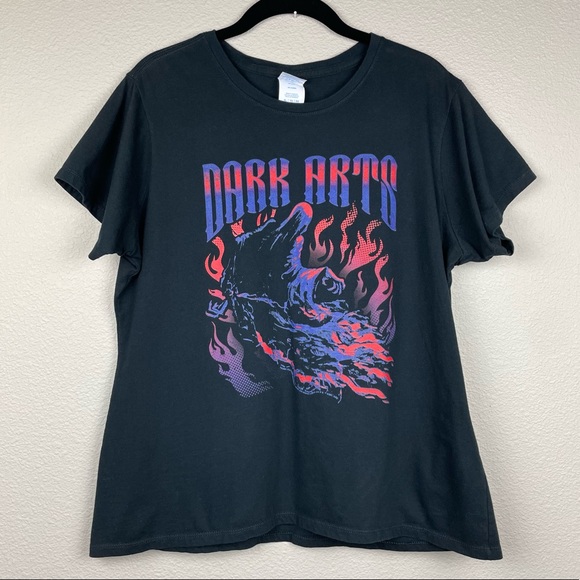 Warner Bros. Tops - HARRY POTTER Women's XL Graphic T-Short Black Dark Arts Flame Magic Short Sleeve